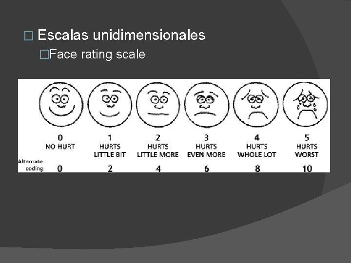 � Escalas unidimensionales �Face rating scale 