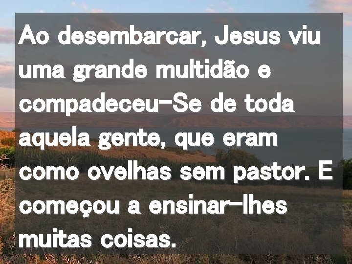 Ao desembarcar, Jesus viu uma grande multidão e compadeceu-Se de toda aquela gente, que