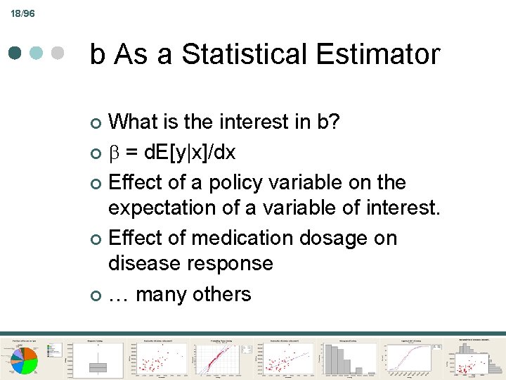 18/96 b As a Statistical Estimator What is the interest in b? ¢ =