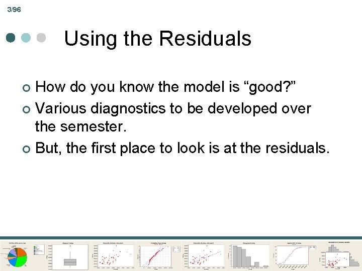 3/96 Using the Residuals How do you know the model is “good? ” ¢