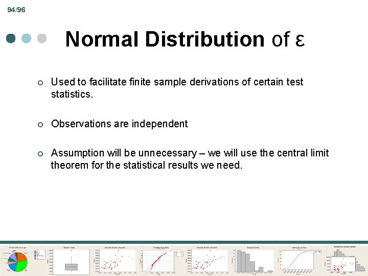 94/96 Normal Distribution of ε ¢ Used to facilitate finite sample derivations of certain