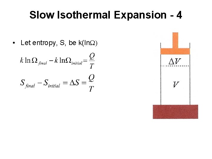 Slow Isothermal Expansion - 4 • Let entropy, S, be k(ln. W) 