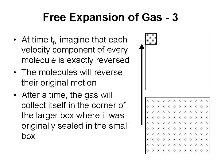 Free Expansion of Gas - 3 • At time tf, imagine that each velocity