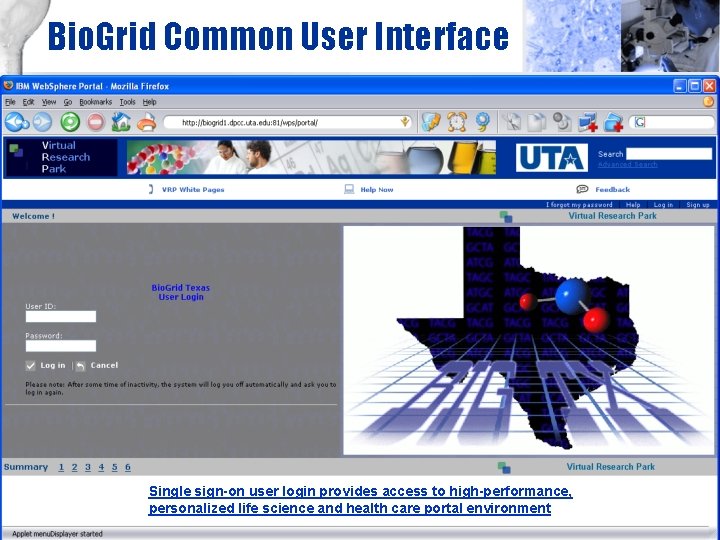 Bio. Grid Common User Interface Single sign-on user login provides access to high-performance, personalized