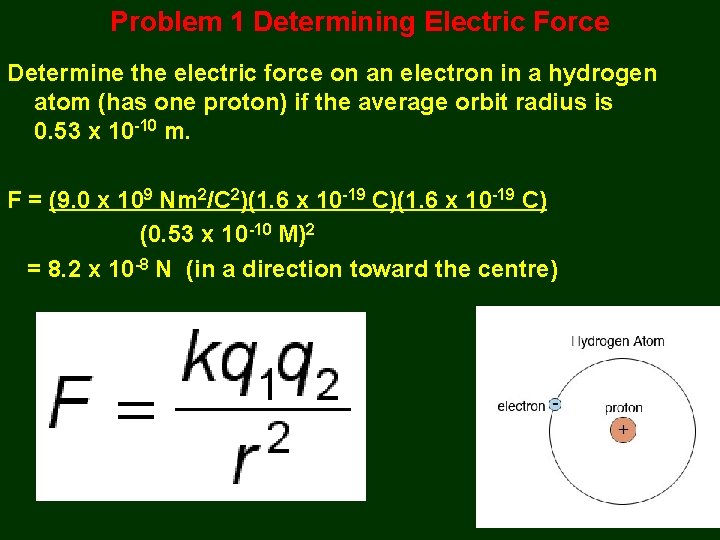 Problem 1 Determining Electric Force Determine the electric force on an electron in a