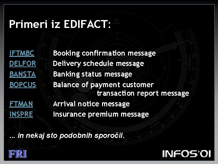 Primeri iz EDIFACT: IFTMBC DELFOR BANSTA BOPCUS FTMAN INSPRE Booking confirmation message Delivery schedule