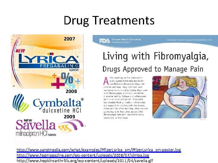 Drug Treatments 2007 2008 2009 http: //www. sandmedia. com/what/examples/Pfizer. Lyrica_sm-poster. jpg http: //www. fogmagazine.