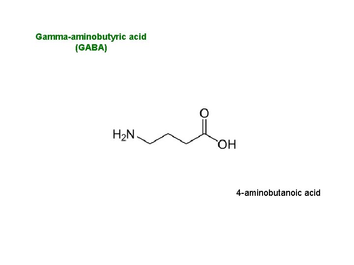 Gamma-aminobutyric acid (GABA) 4 -aminobutanoic acid 
