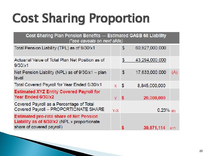 Cost Sharing Proportion 20 