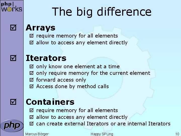 The big difference þ Arrays þ require memory for all elements þ allow to