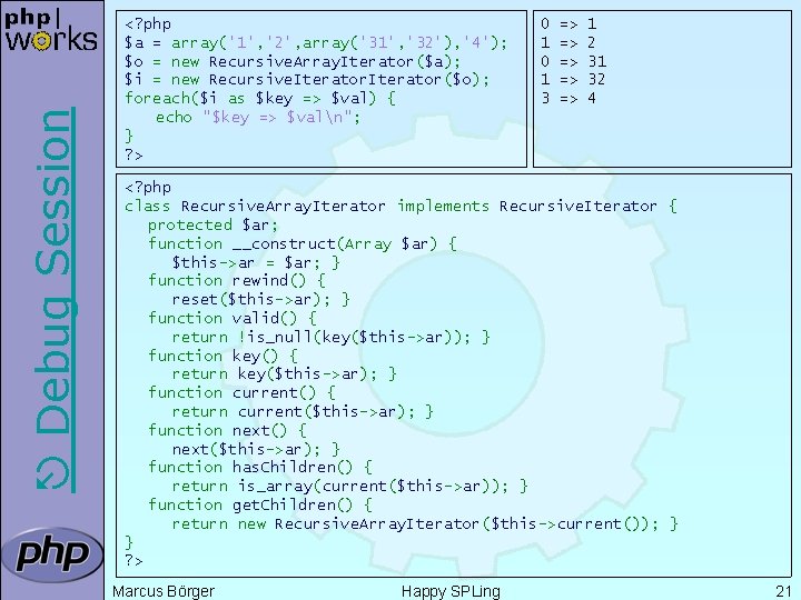  Debug Session <? php $a = array('1', '2', array('31', '32'), '4'); $o =