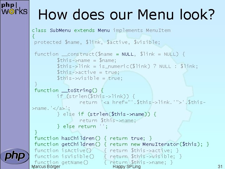 How does our Menu look? class Sub. Menu extends Menu implements Menu. Item {