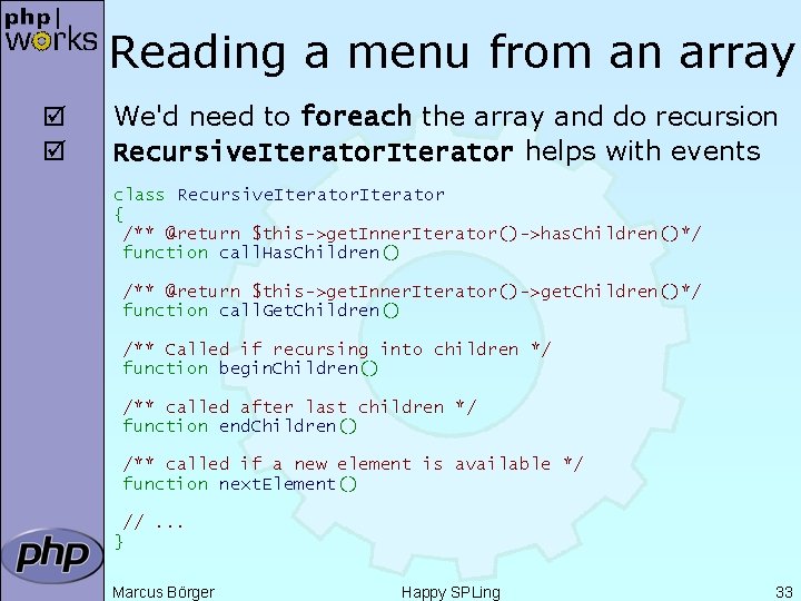 Reading a menu from an array þ þ We'd need to foreach the array