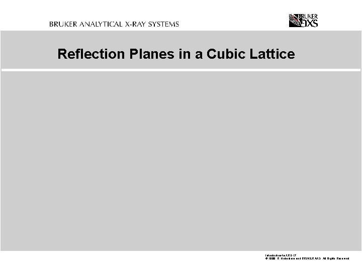 Reflection Planes in a Cubic Lattice Introduction-to-XRD. 17 © 1999 R. Haberkorn and BRUKER
