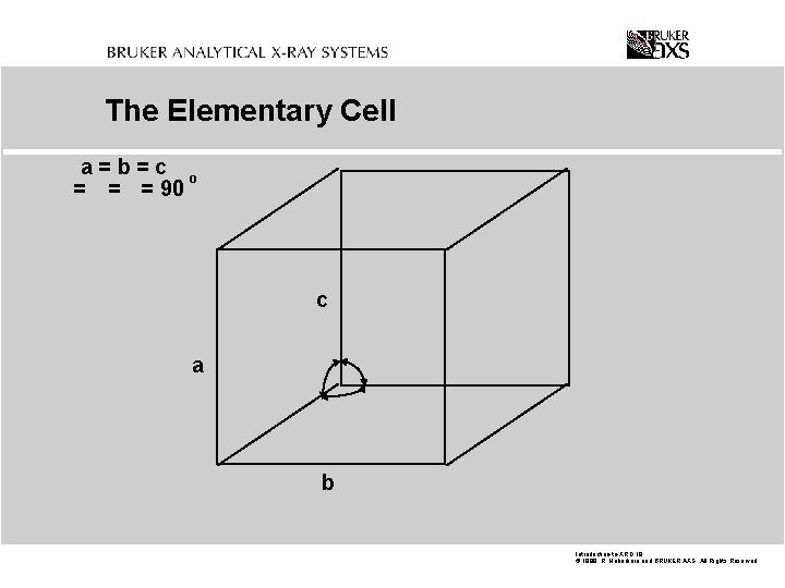 The Elementary Cell a=b=c o = = = 90 c a b Introduction-to-XRD. 18