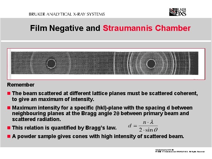 Film Negative and Straumannis Chamber Remember n The beam scattered at different lattice planes