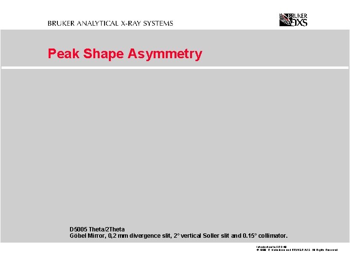 Peak Shape Asymmetry D 5005 Theta/2 Theta Göbel Mirror, 0, 2 mm divergence slit,