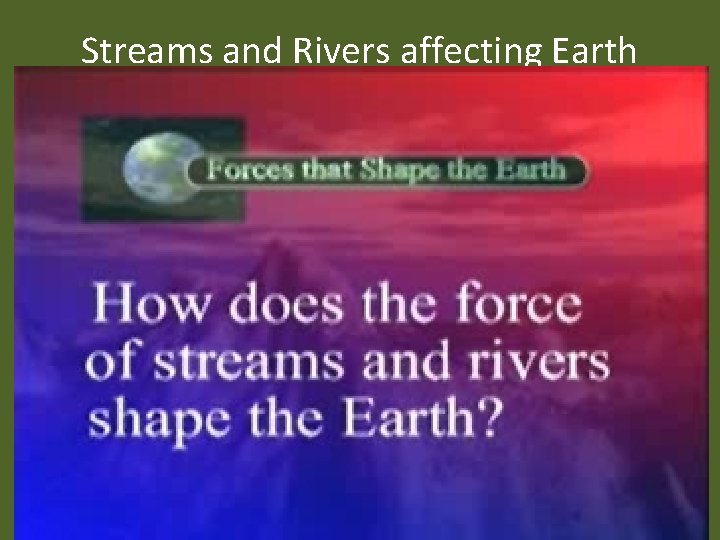 Streams and Rivers affecting Earth 
