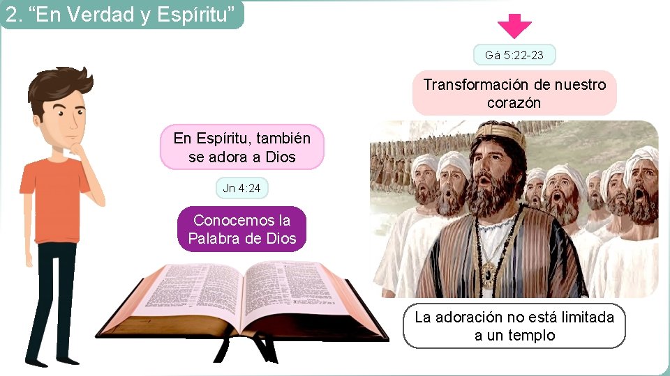 2. “En Verdad y Espíritu” Gá 5: 22 -23 Transformación de nuestro corazón En