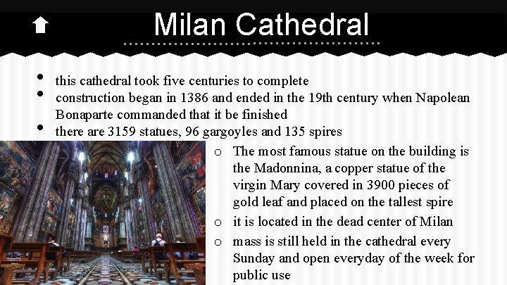 Milan Cathedral • • • this cathedral took five centuries to complete construction began