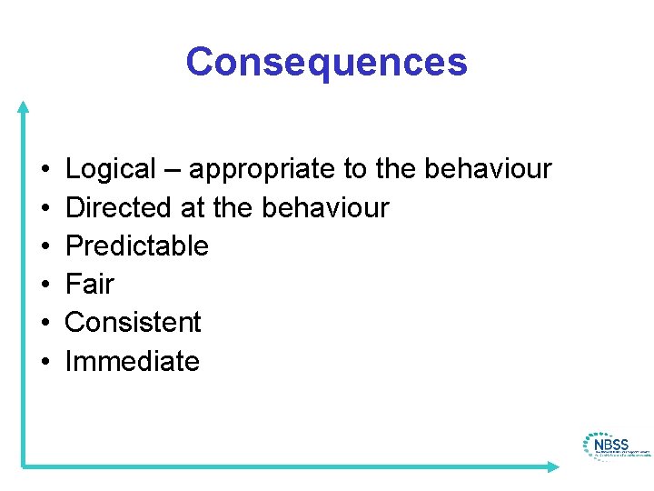 Consequences • • • Logical – appropriate to the behaviour Directed at the behaviour