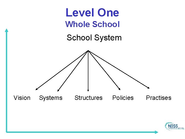 Level One Whole School System Vision Systems Structures Policies Practises 