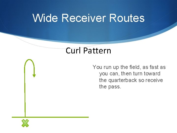 Wide Receiver Routes Curl Pattern You run up the field, as fast as you