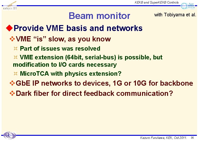KEKB and Super. KEKB Controls Beam monitor with Tobiyama et al. u. Provide VME