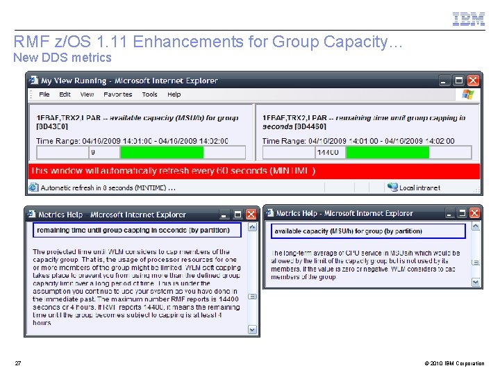 RMF z/OS 1. 11 Enhancements for Group Capacity… New DDS metrics 27 © 2010