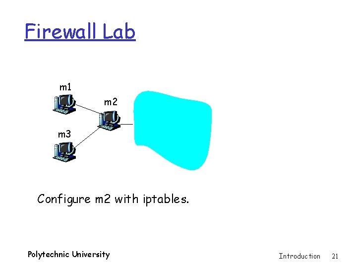 Firewall Lab m 1 m 2 m 3 Configure m 2 with iptables. Polytechnic