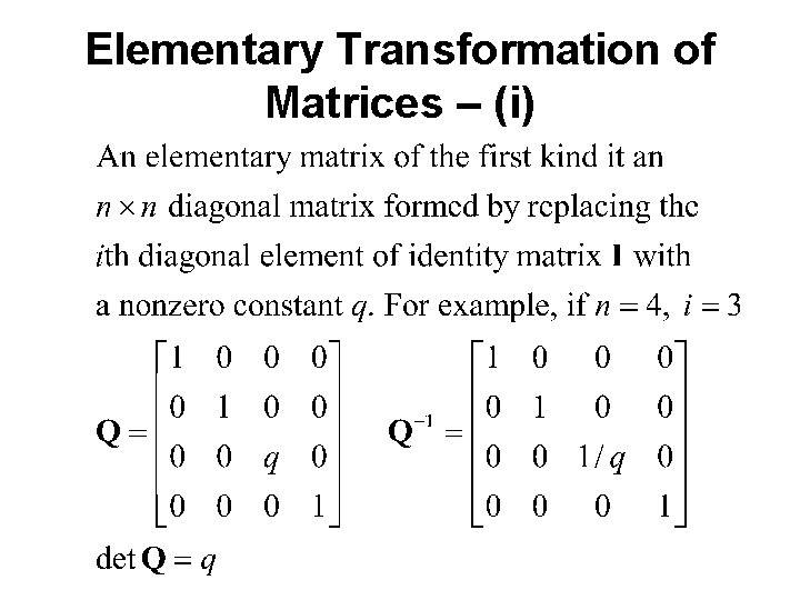 Elementary Transformation of Matrices – (i) 