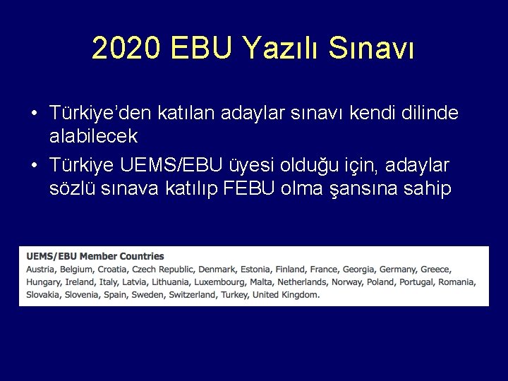 2020 EBU Yazılı Sınavı • Türkiye’den katılan adaylar sınavı kendi dilinde alabilecek • Türkiye