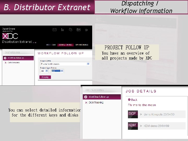 B. Distributor Extranet Dispatching / Workflow Information PROJECT FOLLOW UP You have an overview