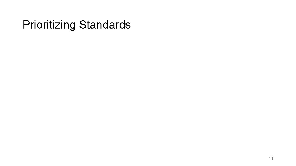 Prioritizing Standards 11 