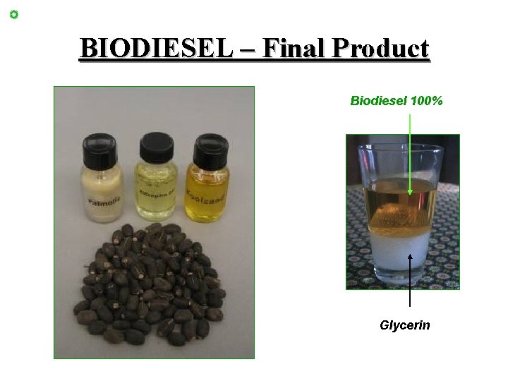 BIODIESEL – Final Product Biodiesel 100% Glycerin 