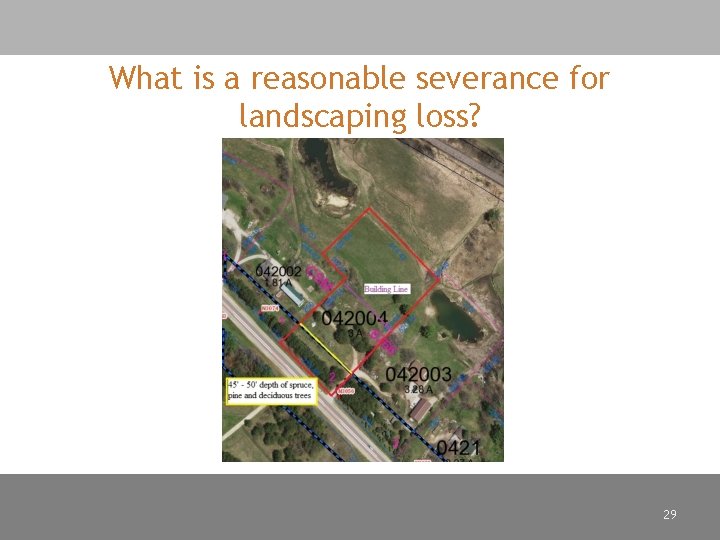 What is a reasonable severance for landscaping loss? 29 