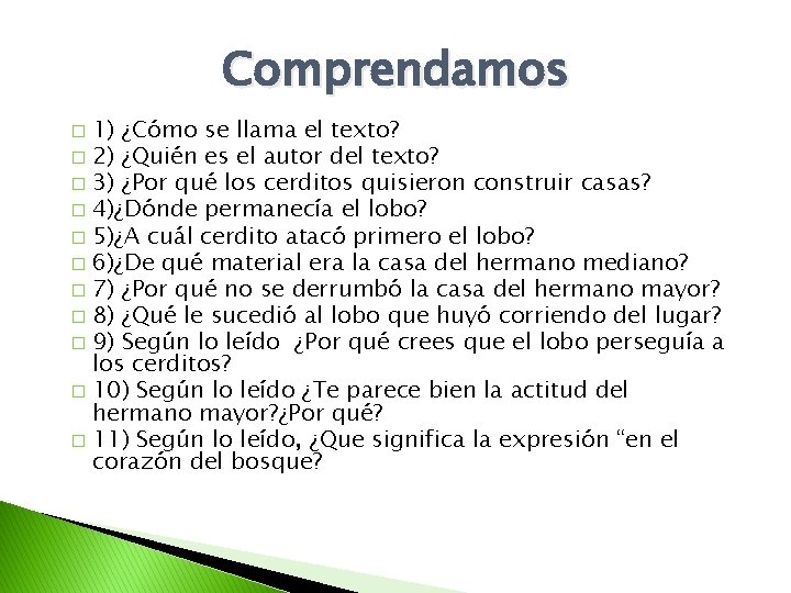 Comprendamos 1) ¿Cómo se llama el texto? � 2) ¿Quién es el autor del