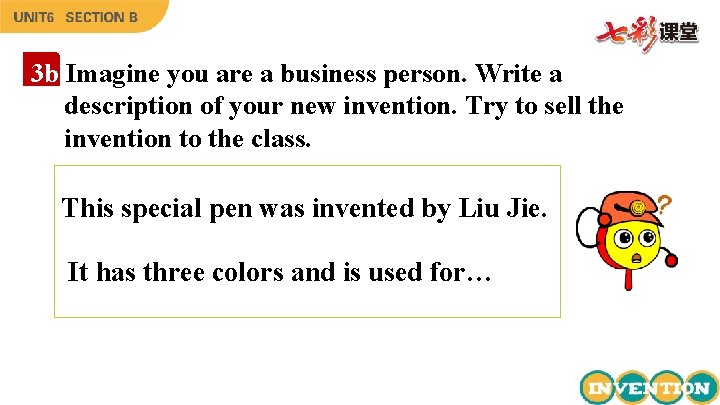 3 b Imagine you are a business person. Write a description of your new