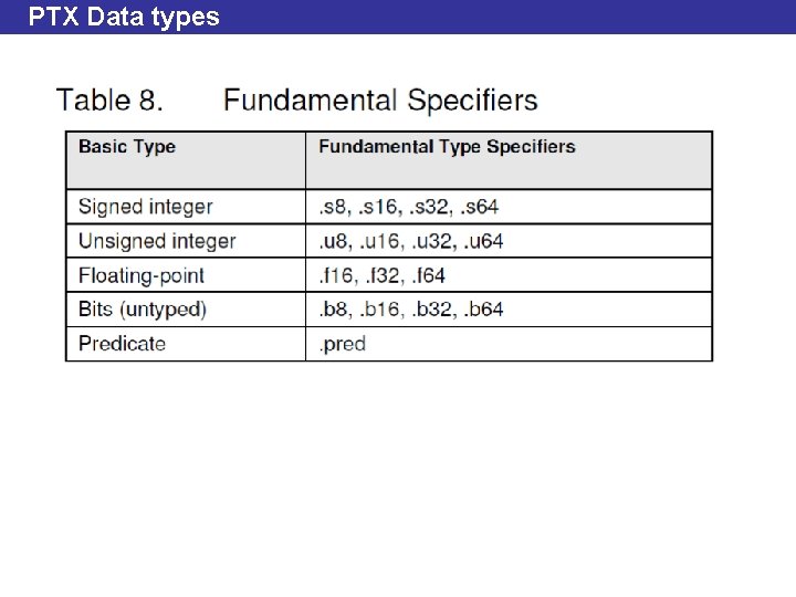 PTX Data types 