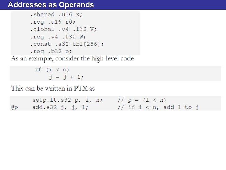 Addresses as Operands The value of x The value of tbl[12] The base address