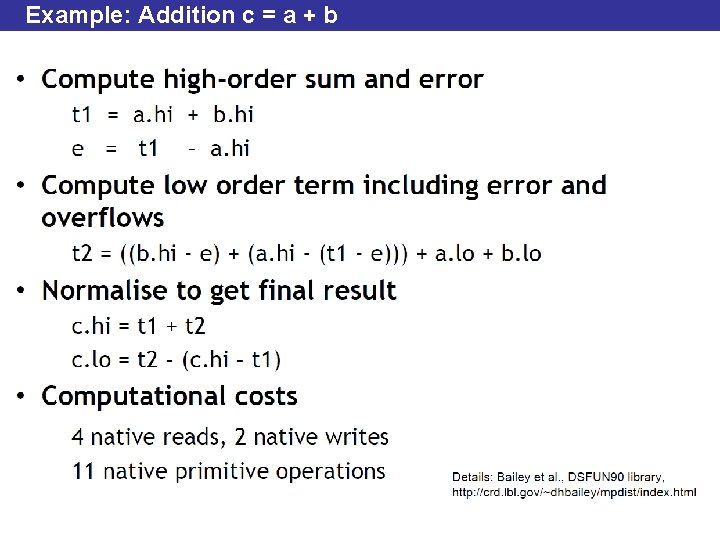 Example: Addition c = a + b 