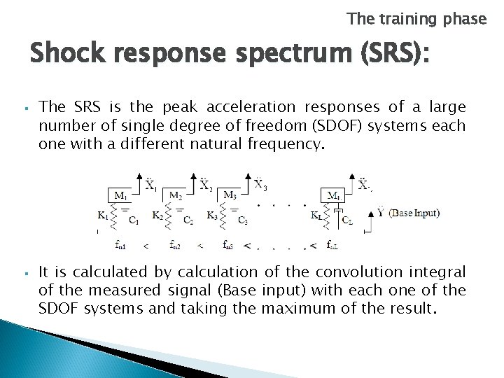 The training phase Shock response spectrum (SRS): § § The SRS is the peak