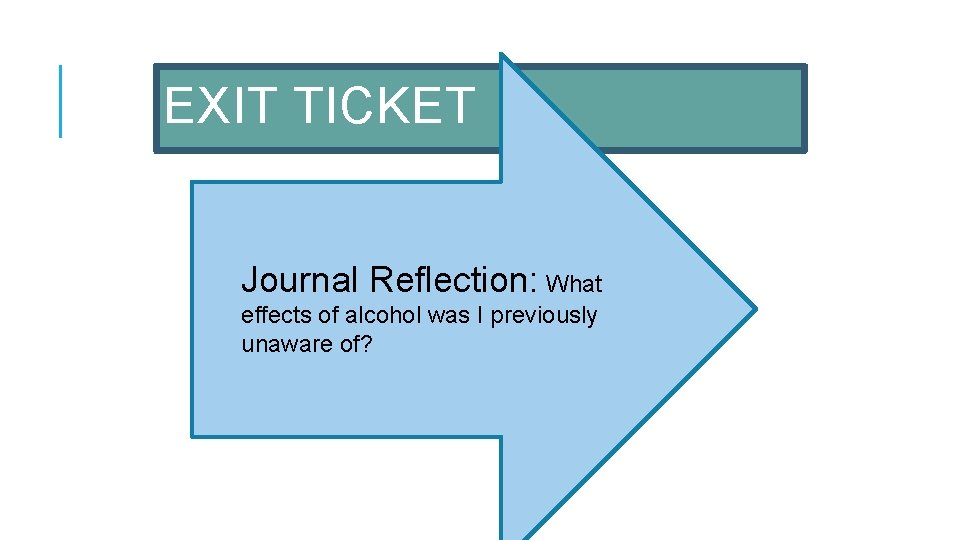 EXIT TICKET Journal Reflection: What effects of alcohol was I previously unaware of? 