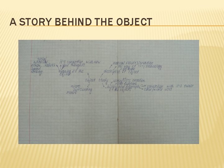 A STORY BEHIND THE OBJECT 