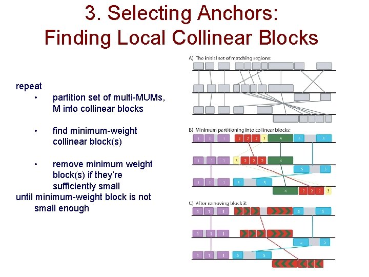 3. Selecting Anchors: Finding Local Collinear Blocks repeat • • • partition set of