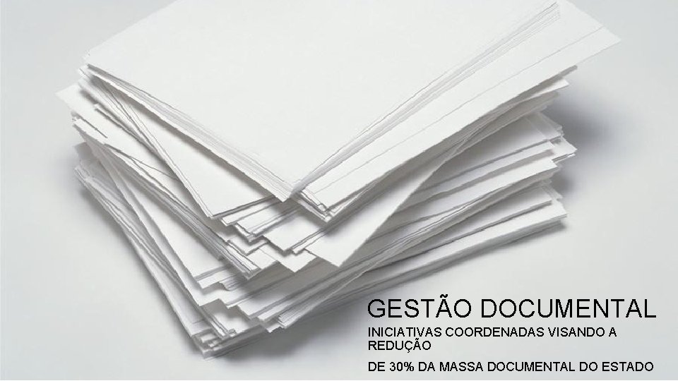 GESTÃO DOCUMENTAL INICIATIVAS COORDENADAS VISANDO A REDUÇÃO DE 30% DA MASSA DOCUMENTAL DO ESTADO