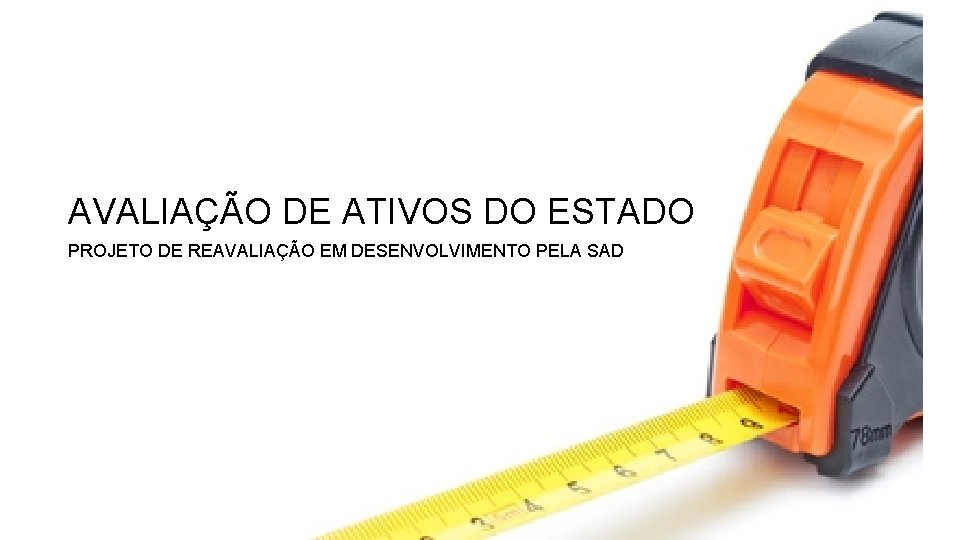 AVALIAÇÃO DE ATIVOS DO ESTADO PROJETO DE REAVALIAÇÃO EM DESENVOLVIMENTO PELA SAD 