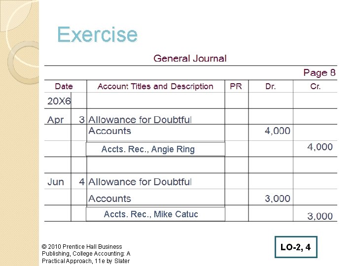 Exercise Accts. Rec. , Angie Ring Accts. Rec. , Mike Catuc © 2010 Prentice