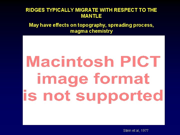 RIDGES TYPICALLY MIGRATE WITH RESPECT TO THE MANTLE May have effects on topography, spreading