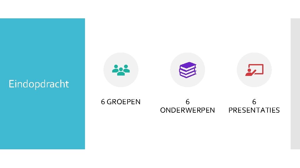 Eindopdracht 6 GROEPEN 6 ONDERWERPEN 6 PRESENTATIES 